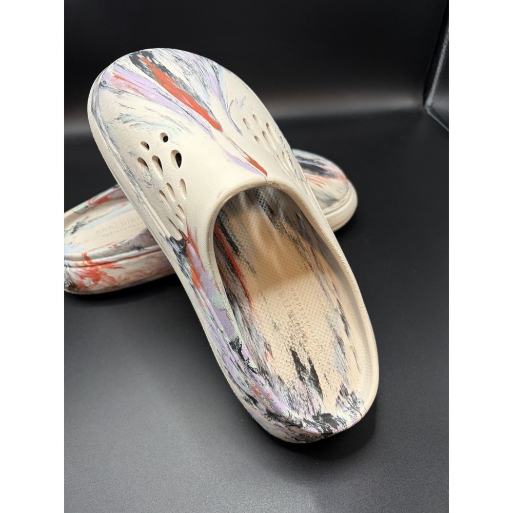 Steve Madden Tiedye white Purple Pink splash sandals Comfy COOLPLANET Vegan sz 9